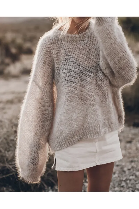 Mikuta The Sand Relaxed Fine Knitted Sweater Maat: M | Sweaters Outlet | Dames | Beige