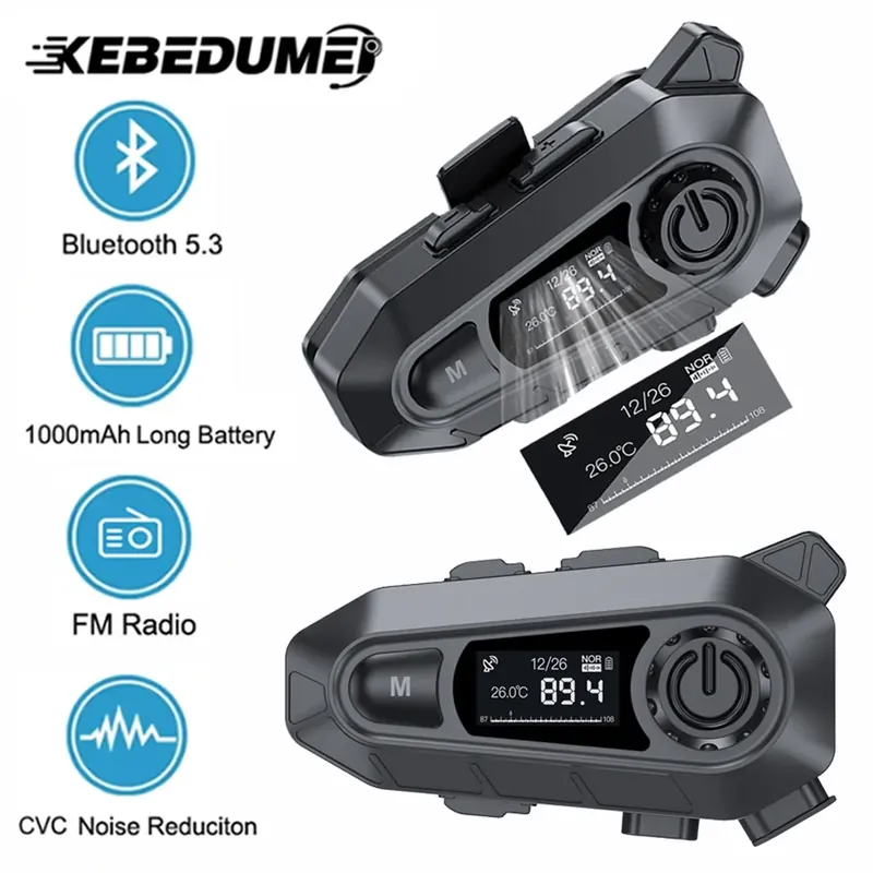 Bluetooth 5.3 kask z zestawem słuchawkowym motocyklowy z radiem FM bezprzewodowa połączenie bez użycia rąk wodoodporna Moto słuchawki wyświetlacz LED dla jeźdźca