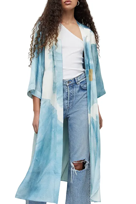 AllSaints Carine Mariana Kimon Blue Tiedye Maat: 8 | Badjassen Outlet | Dames | Blauw