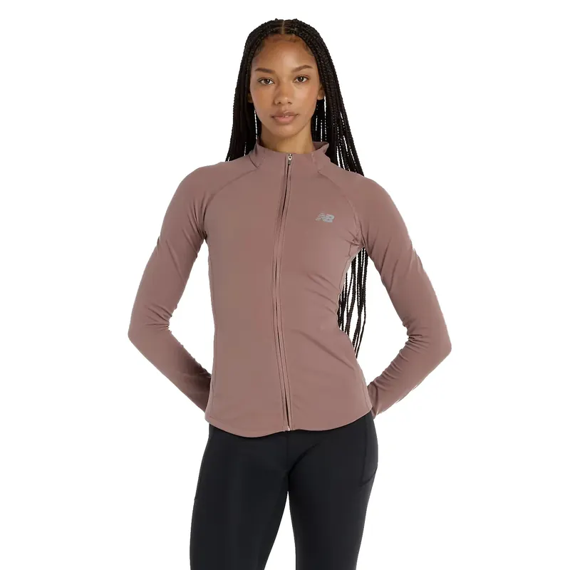 New Balance Harmony Full Zip WJ53101EAS, Damskie, Brązowe, bluzy, poliester, rozmiar: XS
