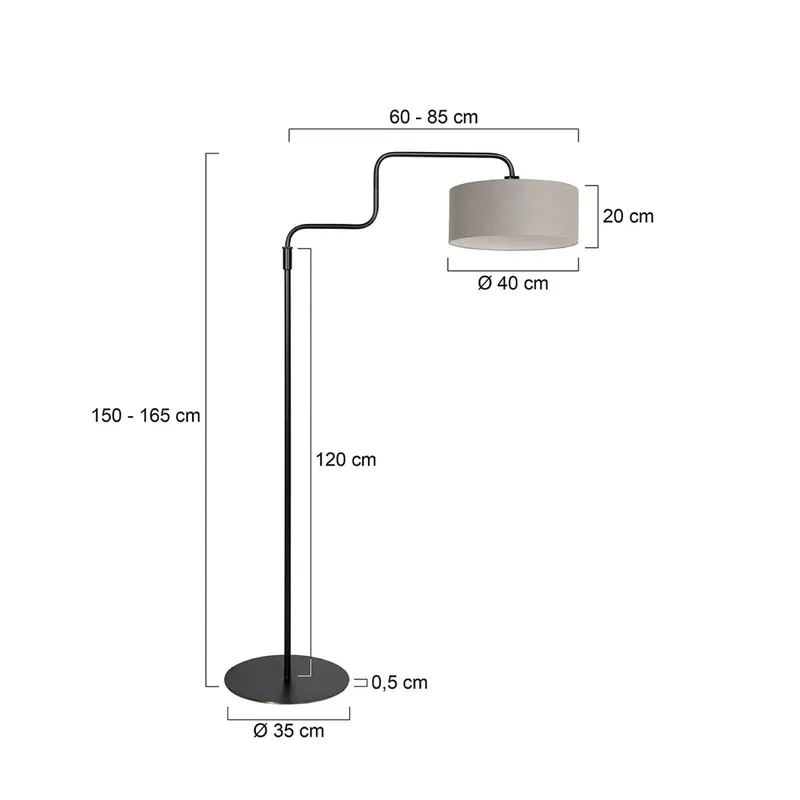 Lampa podłogowa Bloeba, czarna/kolor błota, wysokość 165 cm, perkale