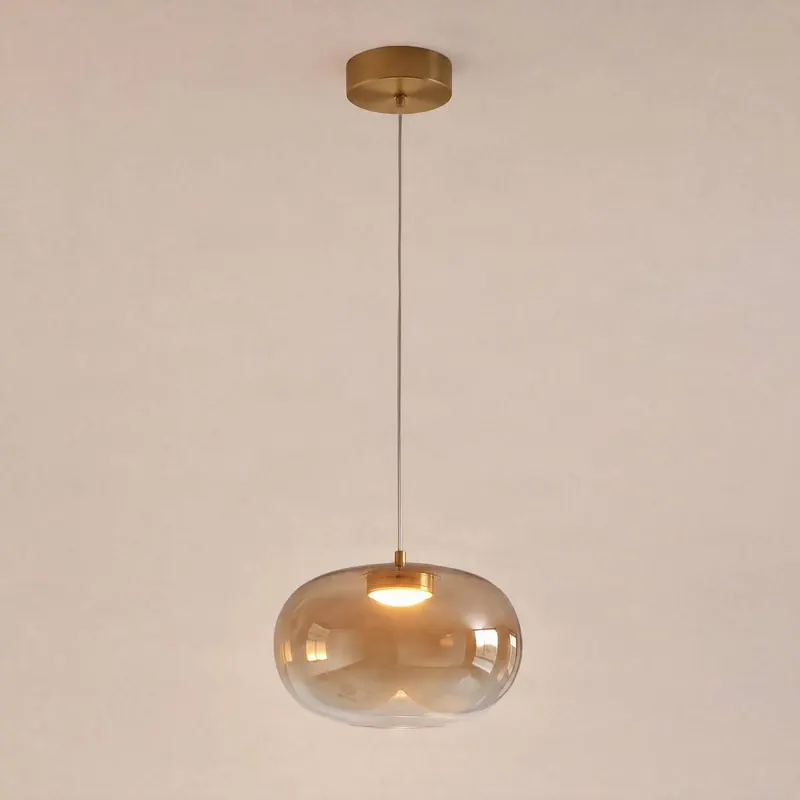 Lampa wisząca LED Vaso, kolor bursztynowy, Ø 18 cm, szkło