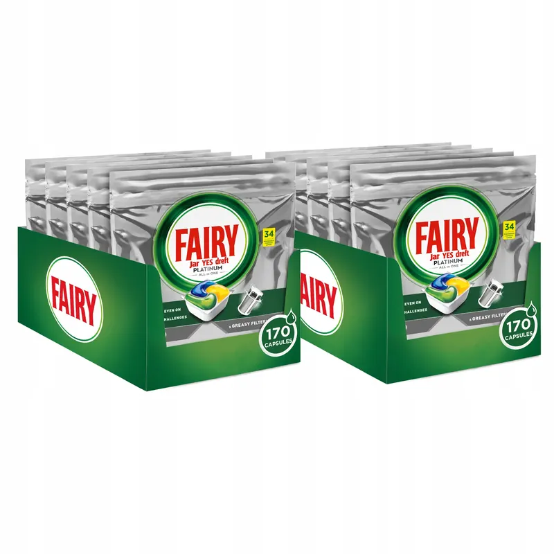 Fairy Platinum Cytryna Kapsułki do zmywarki All In One, 2x170 sztuk