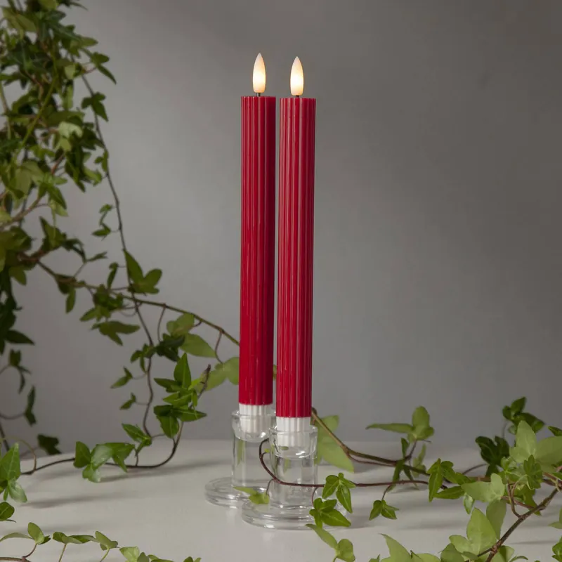 Świeca LED Flame Taśma, czerwona, 25 cm, wosk, bateria, zestaw 2 szt