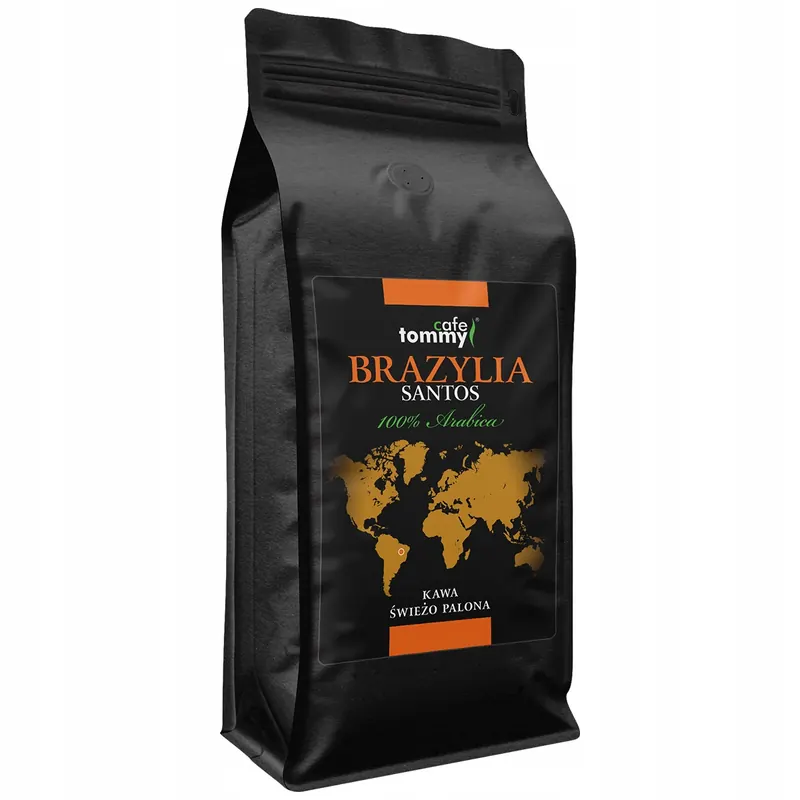 Kawa ziarnista 1kg Brazylia Santos 100% Arabica Świeżo Palona Tommy Cafe
