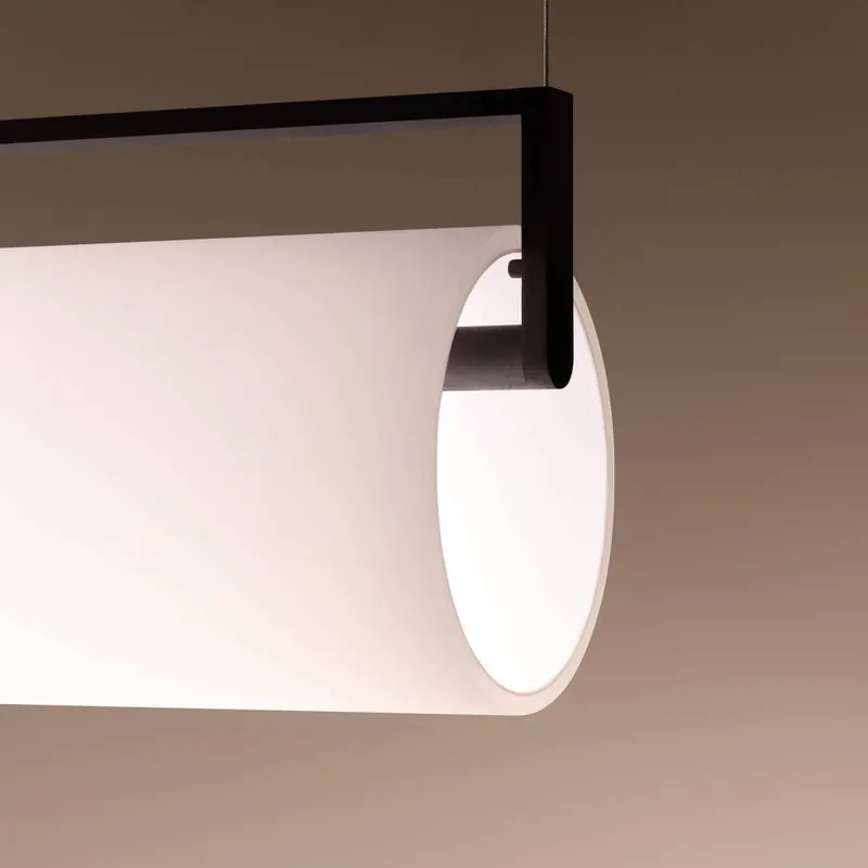 Żyrandol LED Vibia KONTORNO, długość 122 cm, czarna 930 ściemniana