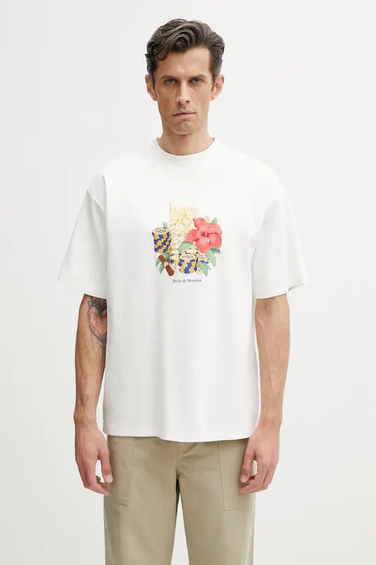 Drôle de Monsieur T-shirt męski bawełniany Hibiscus Club