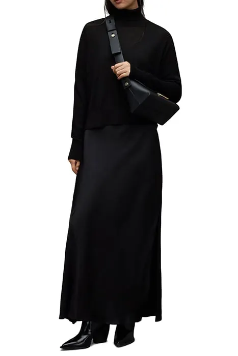 AllSaints Amos Mercer Dress Black Maat: L | Maxi Jurken Outlet | Dames | Zwart