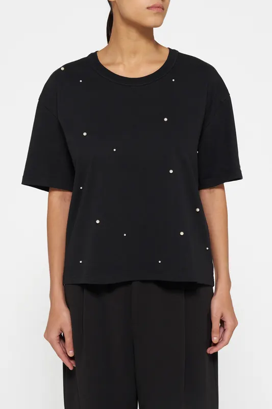 10DAYS Tee Pearls Black Maat: XS | Tops Outlet | Dames | Zwart