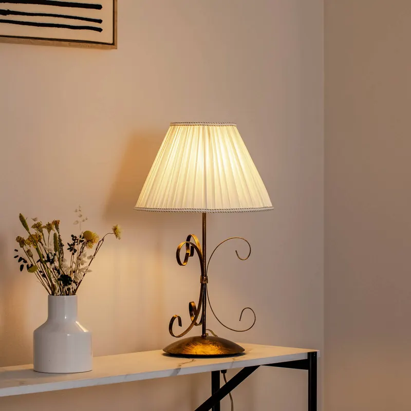 Lampa stołowa Grande Odino, 1-punktowa, kolor brązowy, tekstylna