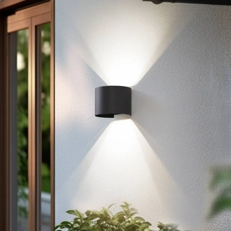 Lindby Smart – kinkiet zewnętrzny LED Dara, szary, okrągły, CCT RGB, Tuya
