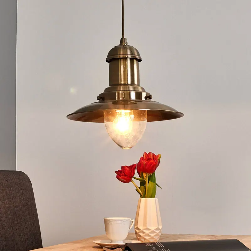 Lampa wisząca Fisherman Ø 32cm stary mosiądz