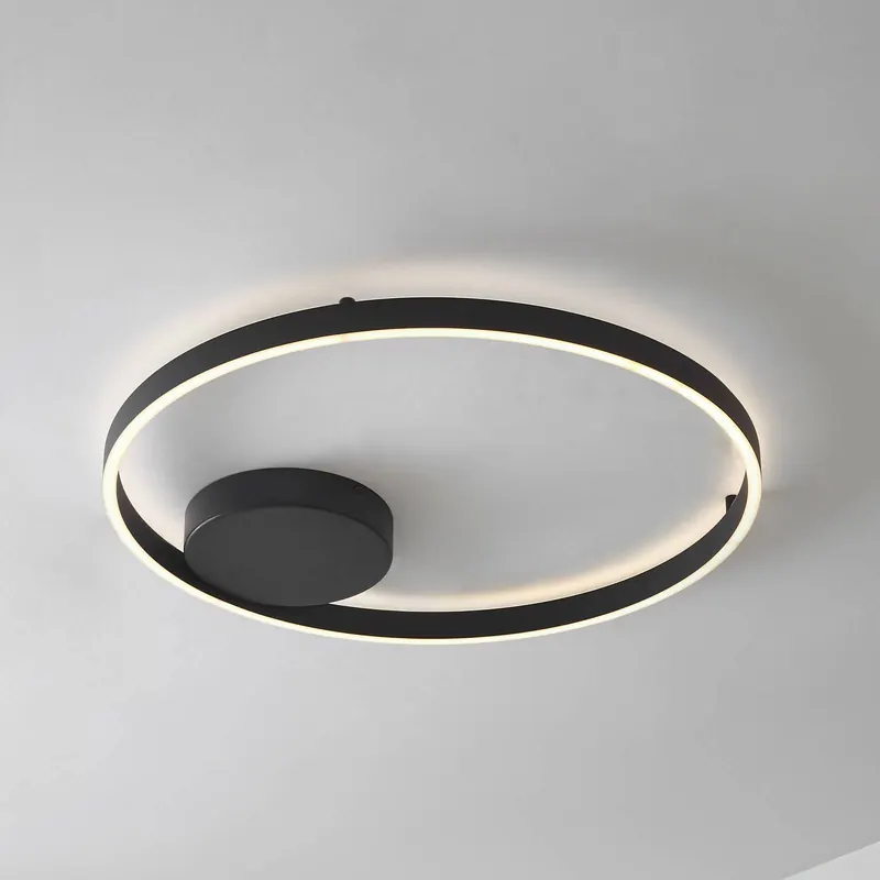 Lucande Inteligentna lampa sufitowa LED Moise, czarna, CCT, Tuya
