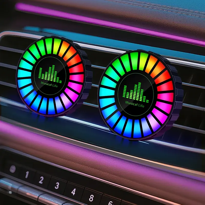 Samochodowy dyfuzor zapachowy USB 5V do kratki wentylacyjnej, okrągła lampka RGB, kolorowa, ambientowa, odświeżacz powietrza, zapach kolonii, oceaniczny.