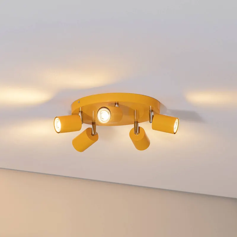 Reflektor sufitowy Fun, żółty, Ø 30 cm, regulowany, GU10