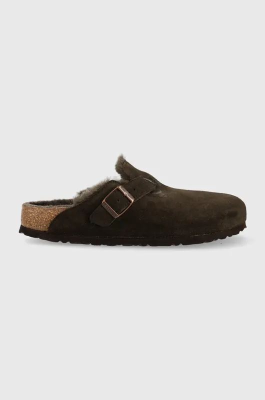 Birkenstock klapki zamszowe Boston FUR