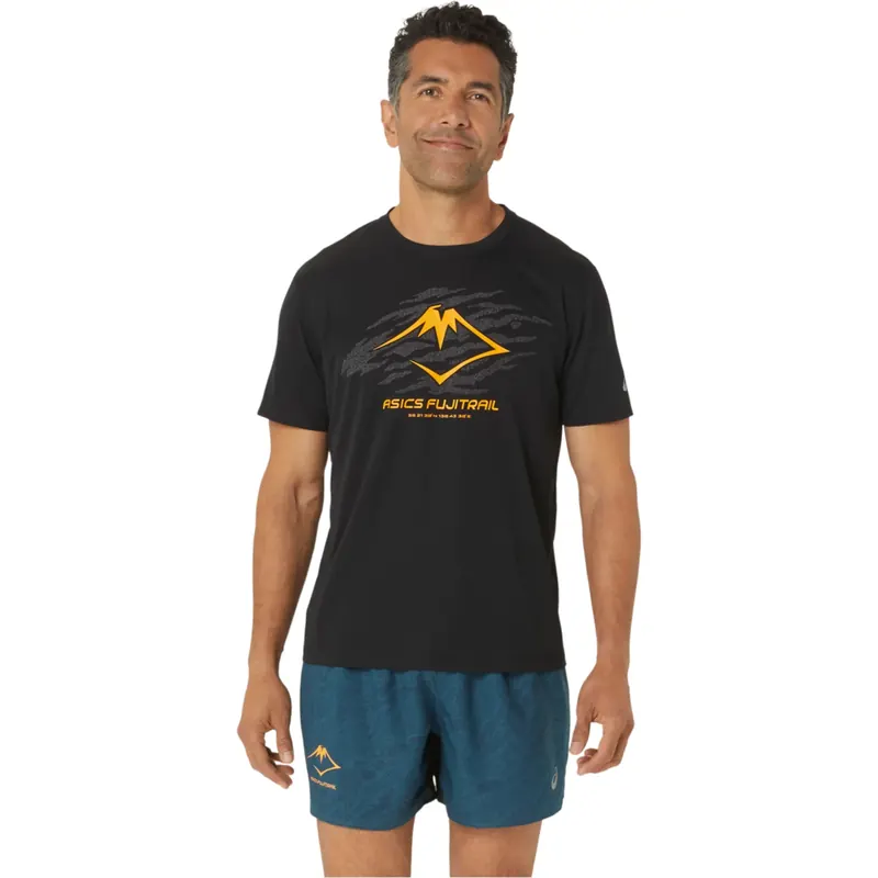 ASICS Fujitrail Logo SS Top 2011C981-001, Męskie, Czarne, t-shirty, poliester, rozmiar: S