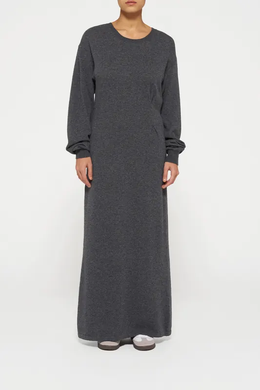 10DAYS The Knitted Power Dress Antra Melee Maat: M | Maxi Jurken Outlet | Dames | Grijs