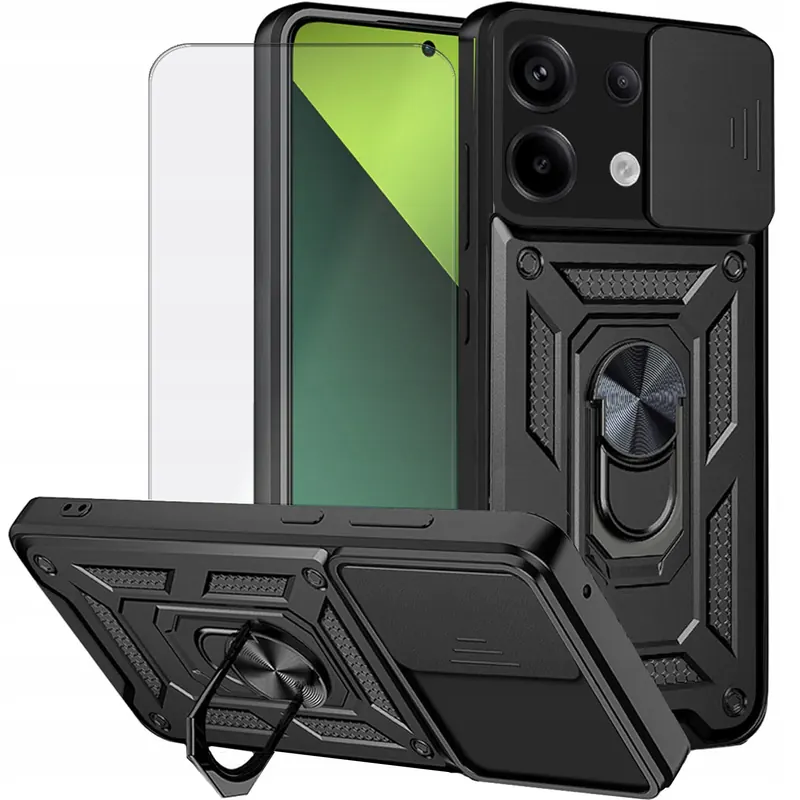 Etui Do Xiaomi Redmi Note 13 Pro 5G Pancerne Armor Holder Ring Szkło 9H