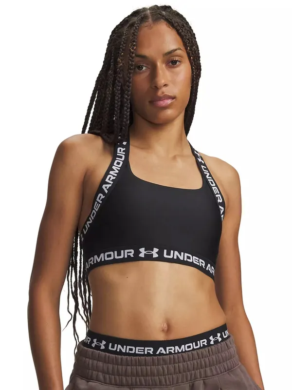 Under Armour HeatGear Mid T-Back damski biustonosz sportowy średnie wsparcie czarny (XS)