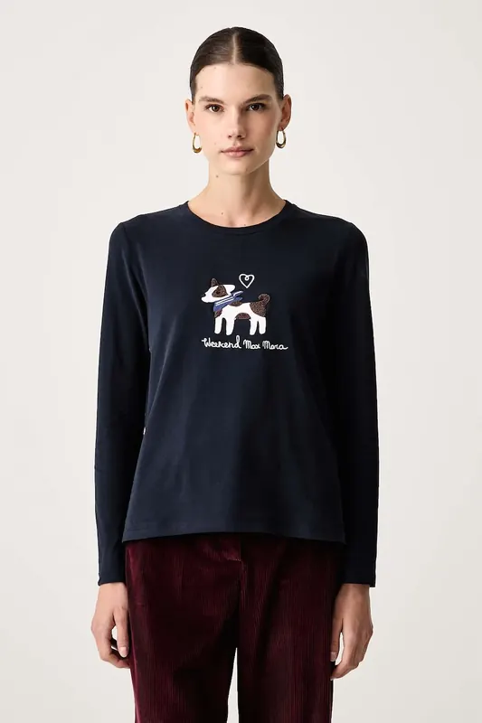 Weekend Max Mara longsleeve damski bawełniany z elastanem WKDCESTINO