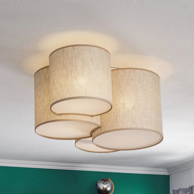 Lampa sufitowa Mona Nature, 4-punktowa, len naturalny