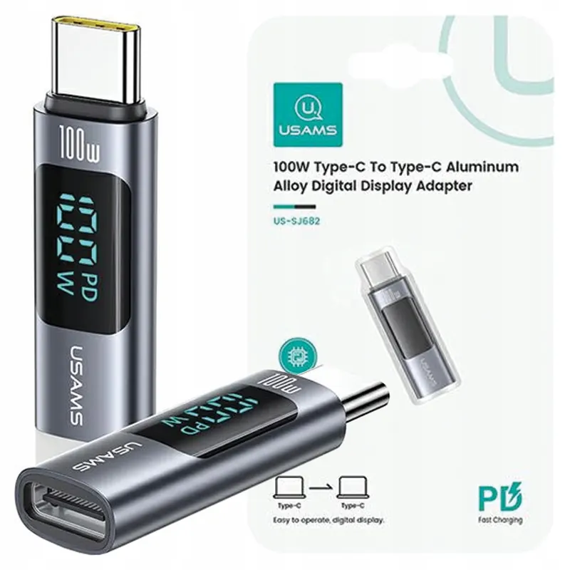Usams Przejściówka 100W Usb-c Do Usb-c 2M Do Ładowania Telefonów Laptopów
