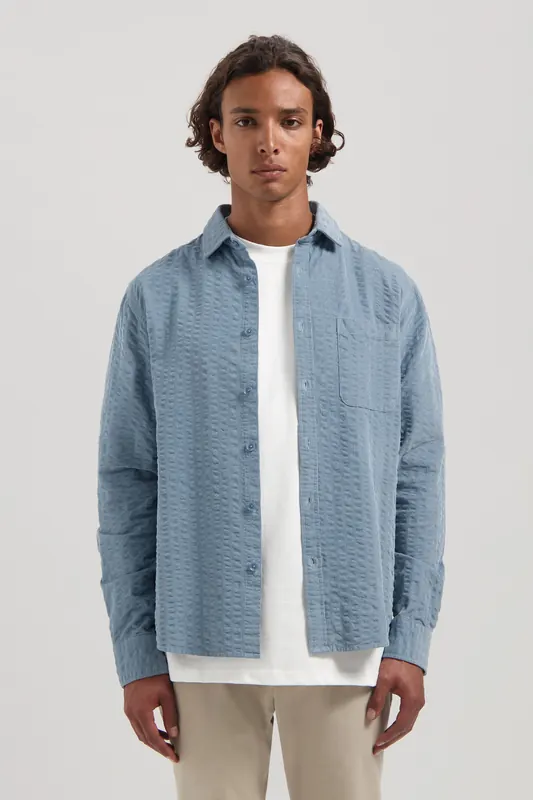 Dstrezzed Ds_patric Shirt Mist Blue Maat: M | Casual Overhemden Outlet | Heren | Blauw