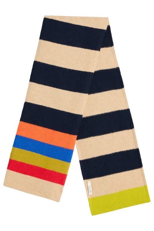 White Stuff Colourblock Stripe Knit Scarf Navy Multi Maat: OS | Sjaals Outlet | Dames | Beige