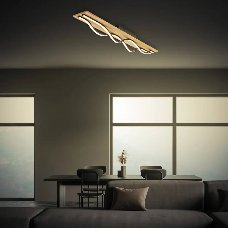 Lampa sufitowa LED Vinka, 98 x 11 cm, 2-punktowa, w kolorze drewna