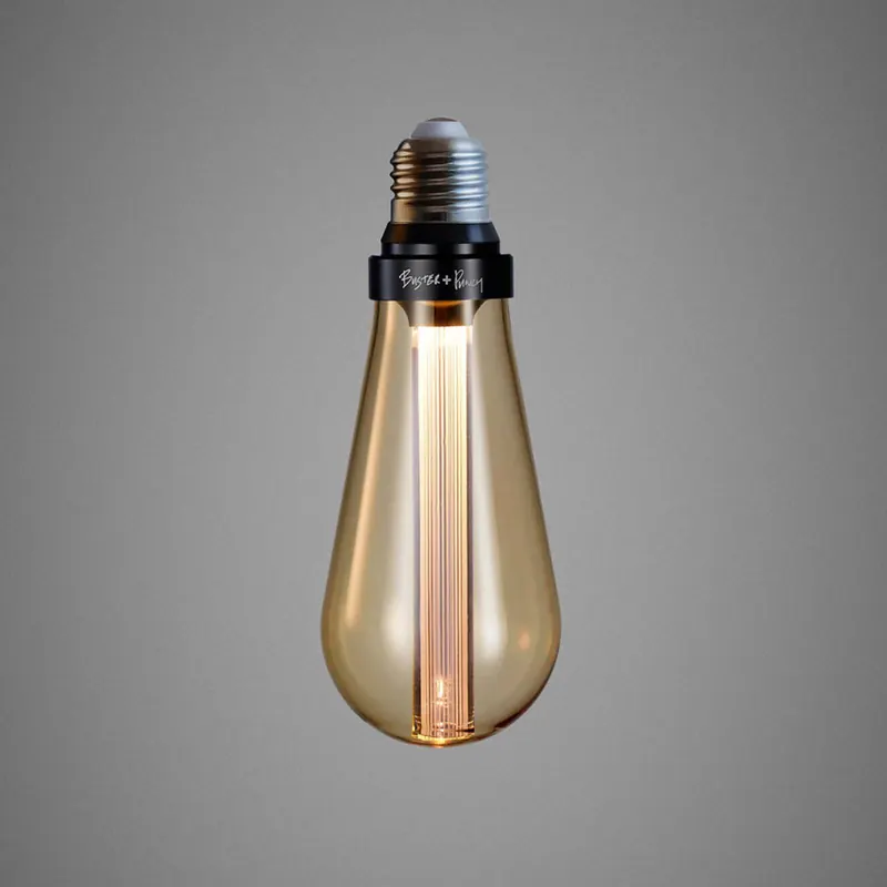 Buster + żarówka LED Punch, E27, 2 W, ściemniany, złota
