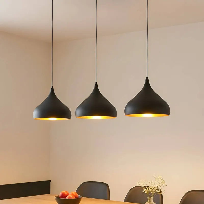 Lampa wisząca Lindby Elamira, czarna, metal, 133cm, 3-punktowa.