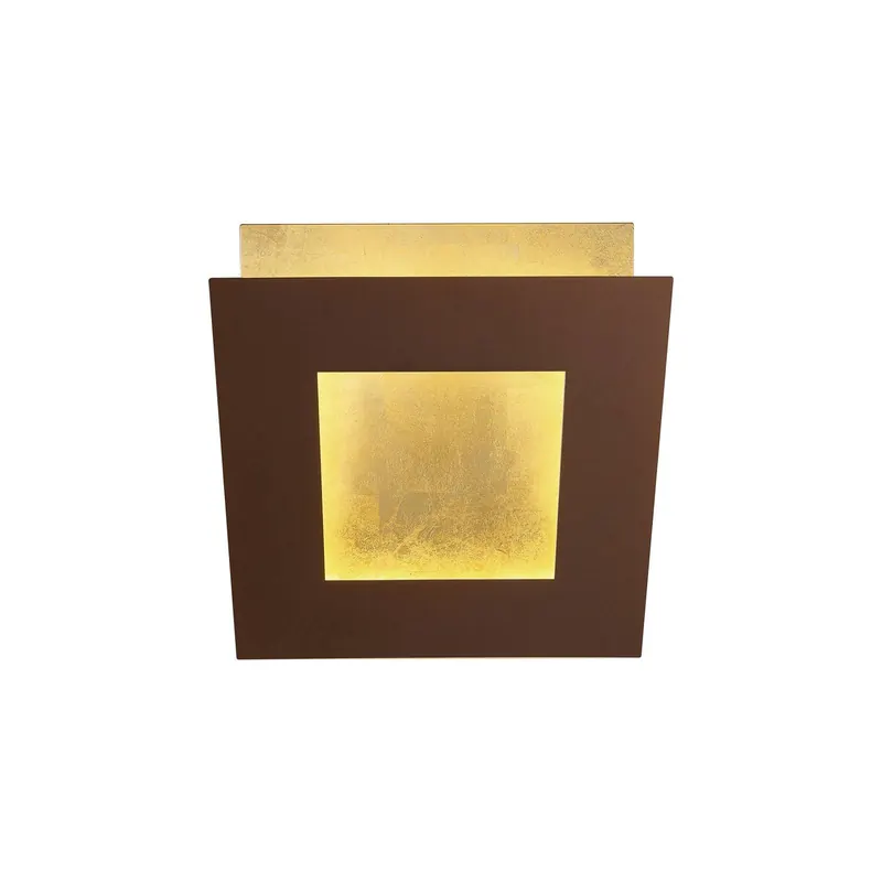 Kinkiet LED Dalia, corten/złoty, 18 x 18 cm, aluminium