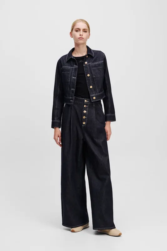 Karl Lagerfeld Button Denim Pants Dark Blue Maat: W27 | Wijde Broeken Outlet | Dames | Blauw