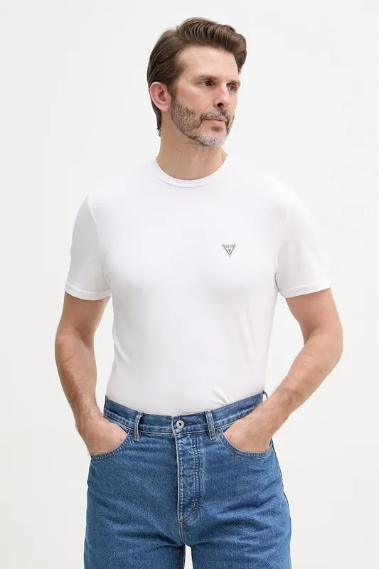 Guess T-shirt basic męski z bawełną JOE