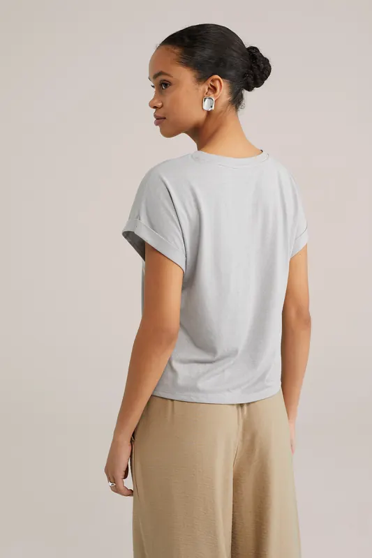 We Fashion T-shirt Light Grey Maat: XS | Tops Outlet | Dames | Grijs