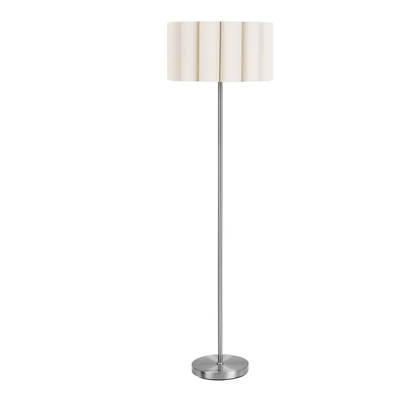 Beżowa/w kolorze srebra lniana lampa stojąca (wysokość 150 cm) Wattom – House Nordic