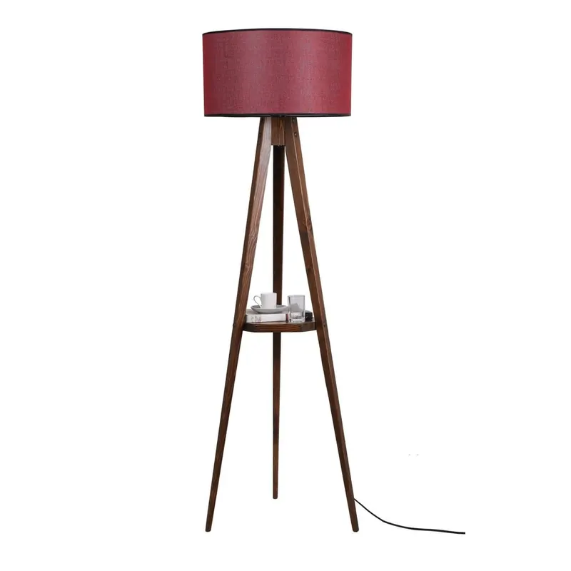 Czerwono-brązowa lampa stojąca z tekstylnym kloszem (wysokość 153 cm) Sehbalı Tripod – Opviq lights
