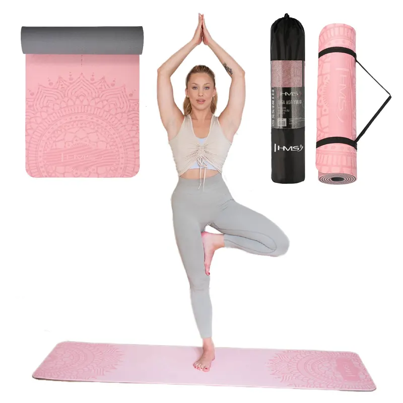 HMS mata fitness do ćwiczeń jogi YM10 różowa (one size)