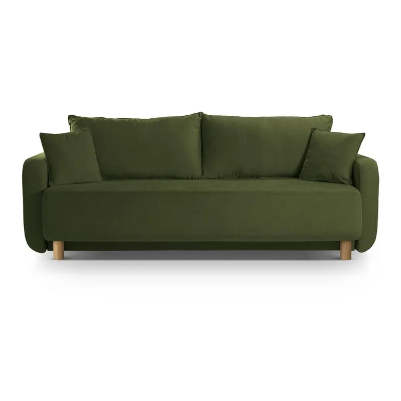 Zielona rozkładana sofa ze schowkiem 231 cm Elen – Micadoni