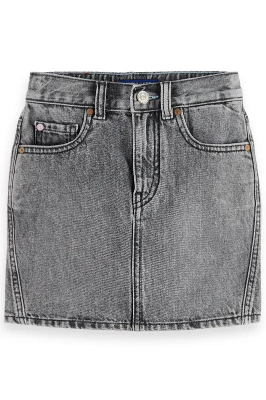 Scotch & Soda Girl Washed Black Denim Mini Skirt — Black Spark Black Spark Maat: 14 | Rokken Outlet | kids | Grijs