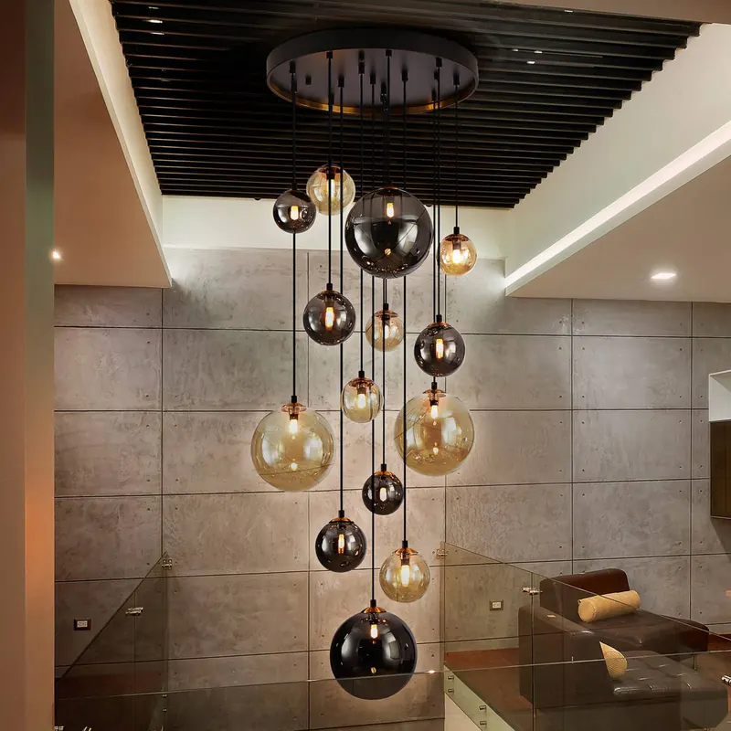 Lampa wisząca DARK, żelazo, szkło, bursztyn, dym, Ø 60 cm