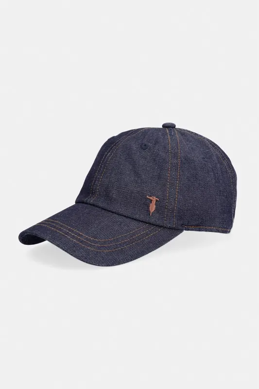 Trussardi czapka z daszkiem jeansowa