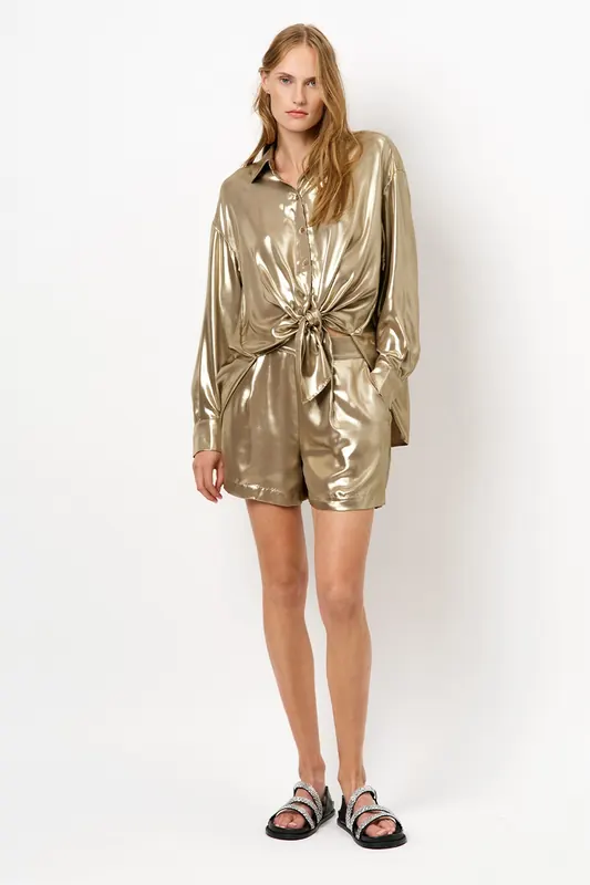 Dante6 Ginny Metallic Relaxed Shirt Gold Maat: 42 | Longsleeves Outlet | Dames | Goud