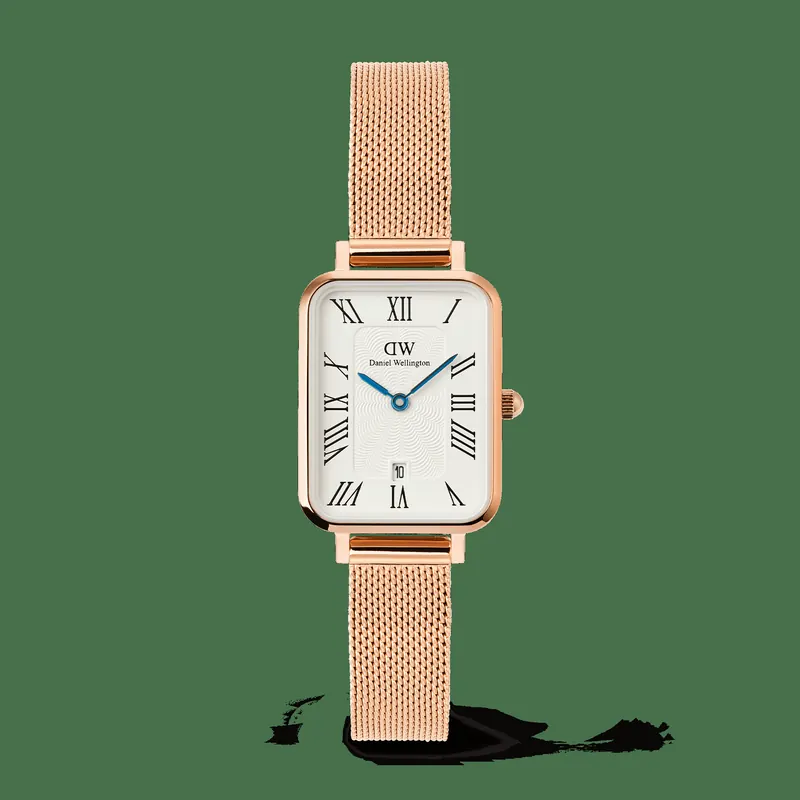 Daniel Wellington DW Watch Quadro Melrose Roman Numerals Date 20x26mm Rose Gold