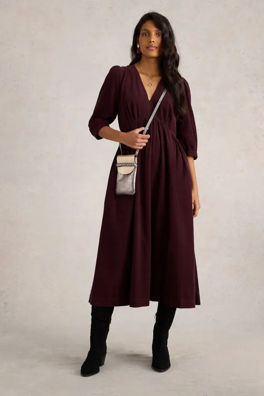 White Stuff Lucy Cord Dress Dark Plum Maat: 12 REGULAR | Maxi Jurken Outlet | Dames | Paars