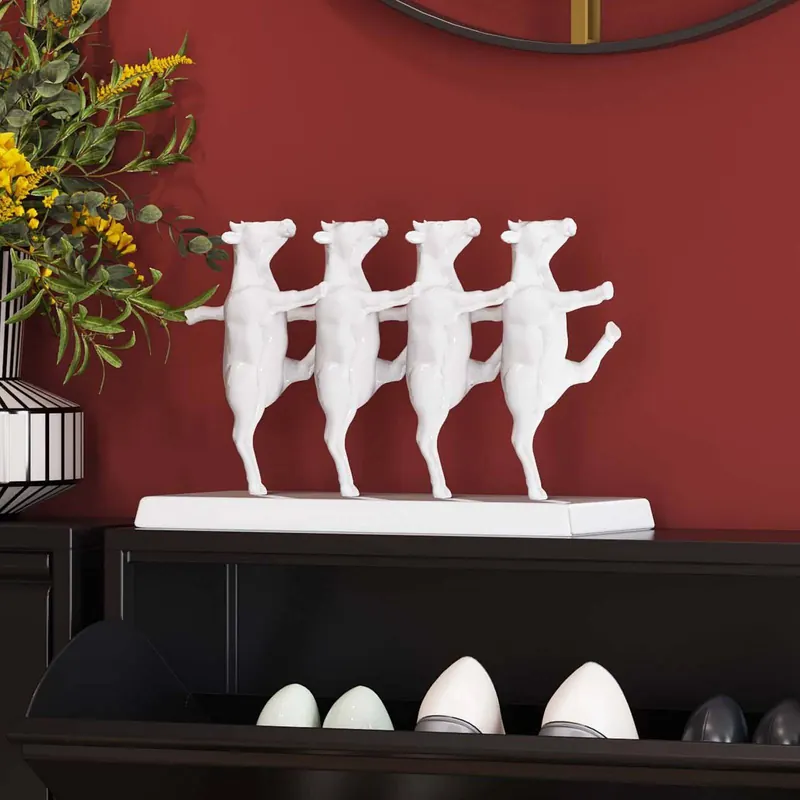Figurka dekoracyjna KARE Tańczące krowy, biała, polyresin, wysokość 23 cm