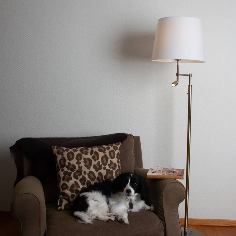 Lampa podłogowa By Rydéns Orlando z lampką do czytania, kolor antyczny/beżowy