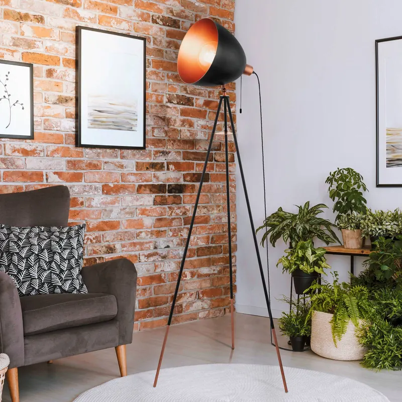 Lampa podłogowa Chester kolor czarny/miedziany