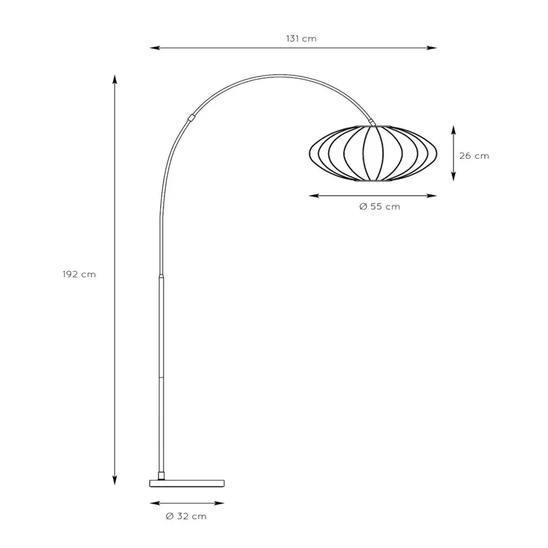 Lampa łukowa Corina, czarna, E27, 192 cm, tworzywo sztuczne